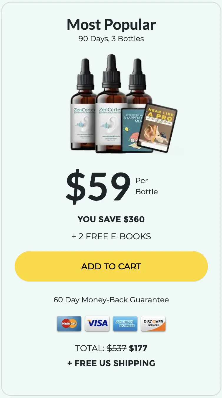 Buy ZenCortex 3 bottles — 90 day supply hearing support supplement